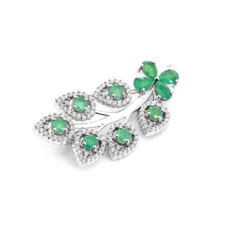 Broche avec aventurine verte ronde naturelle, en argent rhodié 925, 4 mm, 4x6 mm