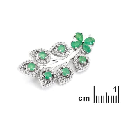 Broche avec aventurine verte ronde naturelle, en argent rhodié 925, 4 mm, 4x6 mm