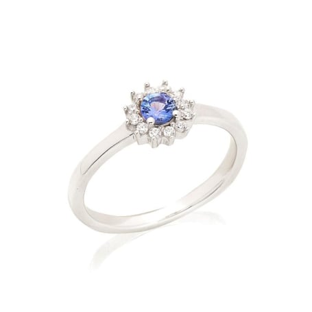 Ring mit natürlichem blauen Tansanit, aus 925 rhodiniertem Silber