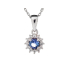 Hanger met ronde blauwe tanzaniet, in 925 gerhodineerd zilver, diameter 0,7+0,7 cm
