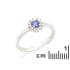 Ring with natural blue tanzanite, in rhodium silver 925