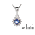 Hanger met ronde blauwe tanzaniet, in 925 gerhodineerd zilver, diameter 0,7+0,7 cm