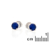 Round stud earrings with natural blue sapphire, in 925 rhodium silver