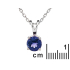 Pendentif rond avec saphir bleu naturel, en argent rhodié 925
