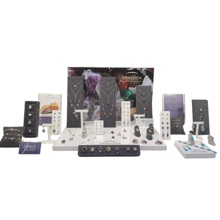 Kit de joyería de ópalo australiano y expositores para su implantación