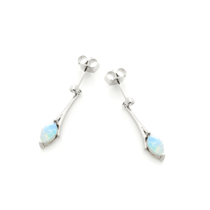 Hängende Ohrringe mit Opal und Zirkonium aus rhodiumbeschichtetem 925er Silber