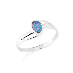 Oval Ring with Natural Blue...