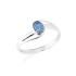 Bague avec opale doublet bleue naturelle d'Australie ovale, en argent rhodié 925