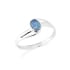 Inel oval cu opal dublu australian albastru natural în argint placat cu rodopiu 925
