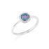 Bague avec opale doublet ronde et oxyde de zirconium, en argent rhodié 925