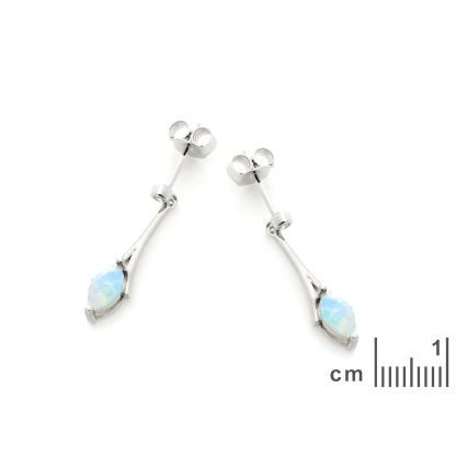 Hängende Ohrringe mit Opal und Zirkonium aus rhodiumbeschichtetem 925er Silber