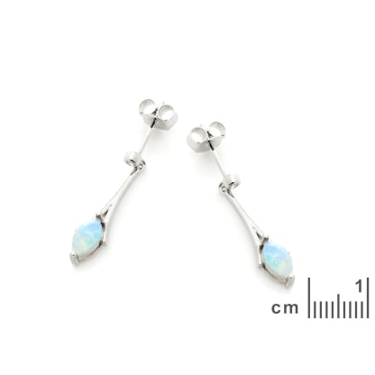 Orecchini pendenti con opale e zirconio, in argento 925 placcato in rodio
