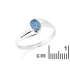 Bague avec opale doublet bleue naturelle d'Australie ovale, en argent rhodié 925
