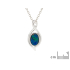 Pendentif avec opale doublet bleue naturelle, argent rhodié 925