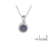 Pendentif avec opale doublet naturelle ronde et zirconium, en argent rhodié 925