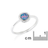 Bague avec opale doublet ronde et oxyde de zirconium, en argent rhodié 925