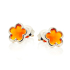 Clover 5 stud-oorbellen met rode natuurlijke onyx, in rhodiumgeplateerd 925 zilver
