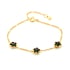 Clover bracelet 5 with natural black onyx, in gold plated 925 silver, length 15.5+3