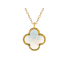 Clover necklace with tinted blue chalcedony, in 925 gold plated silver, length 42+3