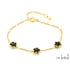Clover bracelet 5 with natural black onyx, in gold plated 925 silver, length 15.5+3