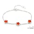 Braccialetto trifoglio con onice rosso naturale, argento 925 placcato in rodio, lunghezza 15,5+3