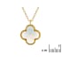 Clover necklace with tinted blue chalcedony, in 925 gold plated silver, length 42+3