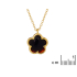 Clover necklace 5 with natural black onyx, in 925 gold plated silver, length 42+3