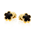Orecchini a 5 Clover Stud con Onice Naturale Nero, in argento dorato 925