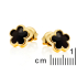 5 cercei Clover Stud cu onix natural negru, în 925 aurit argintiu
