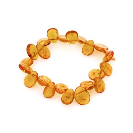 Natural drop cognac Baltic amber bracelet, 22 cm