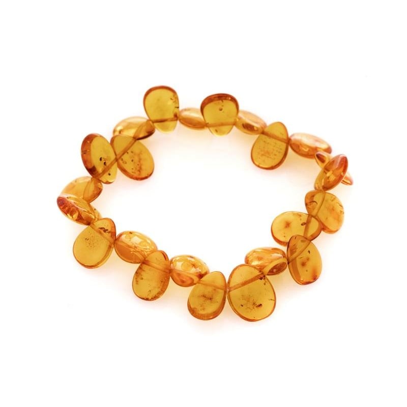 Pulsera de ámbar báltico coñac gota natural, 22 cm