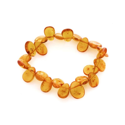 Pulsera de ámbar báltico coñac gota natural, 22 cm