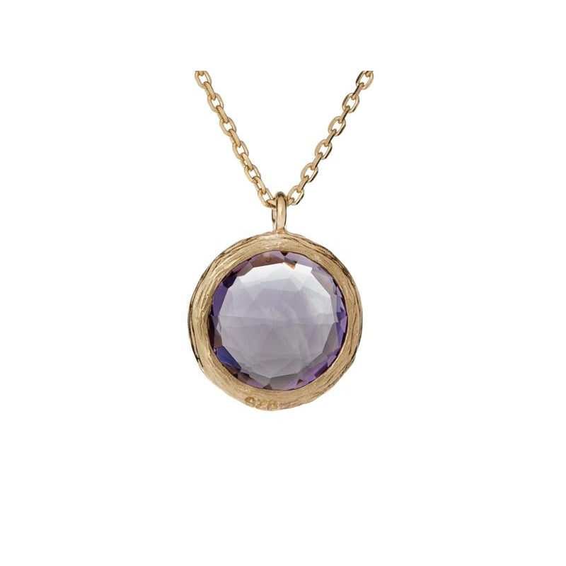 Collana in ametista viola tonda naturale, in argento dorato 925, 42+3 cm