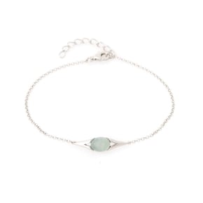 Pulseira de ágata azul oval tingida, em prata rodiada 925, 16+3 cm