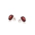 Clous d'oreilles avec grenat rouge ovale naturel, en argent rhodié 925, 8x10 mm