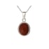 Natural oval red jasper pendant, rhodium-plated 925 silver, 10x12 mm