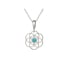 Reconstituted blue turquoise flower of life pendant, rhodium-plated 925 silver