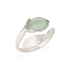 Anillo de cuarzo verde irregular natural, en plata rodiada 925
