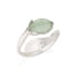 Bague avec quartz vert irrégulier naturel, en argent rhodié 925