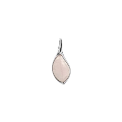 Pendente de quartzo rosa irregular natural, em prata rodiada 925, 1,4x3,3 cm