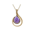 Amethystanhänger violett Tropfen natur, 925 Silber vergoldet