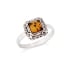 Natural cognac Baltic amber square ring, oxidized 925 silver, 1x1 cm