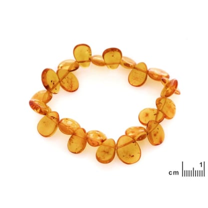 Pulsera de ámbar báltico coñac gota natural, 22 cm