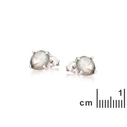 Cercei labradorit multicolor rotund natural, argint rodiat 925, 9 mm