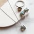 Round multi-colored labradorite stud earrings, rhodium-plated 925 silver, 9 mm