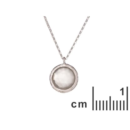 Natural round white moonstone necklace, rhodium-plated 925 silver, 42+3 cm