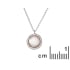 Natural round white moonstone necklace, rhodium-plated 925 silver, 42+3 cm