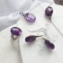 Cercei lungi ametist violet oval natural, argint rodiat 925, 1x2,5 cm
