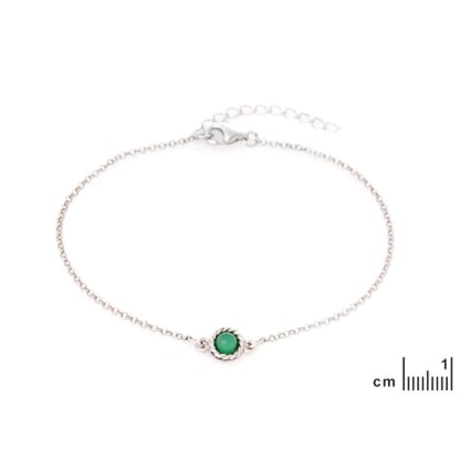 Achatarmband rund grün gefärbt, 925 Silber rhodiniert, 17+3 cm