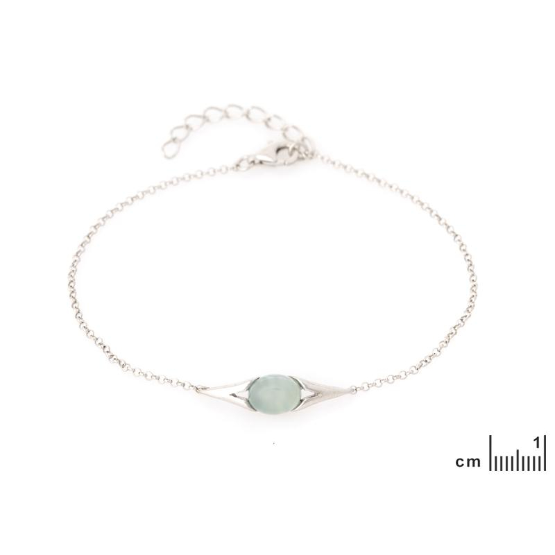Bracciale in agata blu ovale tinta, in argento rodiato 925, 16+3 cm — foto 2